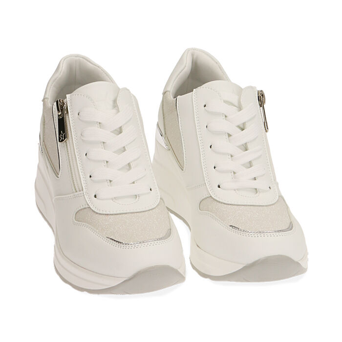 Sneakers donna bianche zeppa 6 cm Primadonna Collection