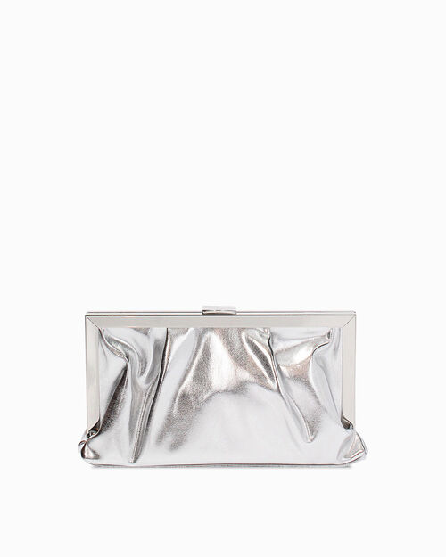 Pochette argento scintillante con tracolla removibile, SILVER