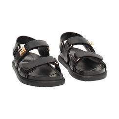 Sandali bassi donna neri con dettagli oro, Primadonna, 251233227EPNERO036, 003 preview