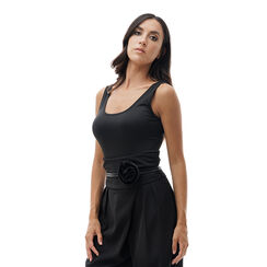 Cintura nera con fiore, 24B400228EPNEROUNI, 001a