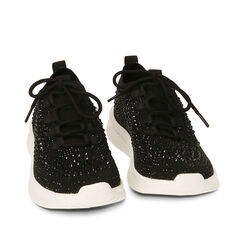 Slip-on nere con strass, 210112504TSNERO035, 002a