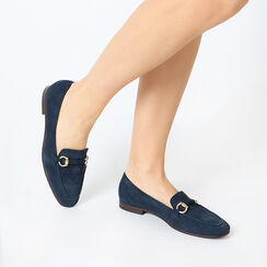 Mocassin bleu en daim, Chaussures, 257725525CMBLUE036, 002 preview