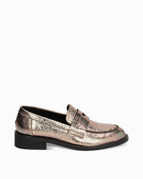 ZAPATOS MOCASIN LAMINADO CRACK BRON, BRONZE