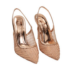 Décolleté slingback rosa oro in rete, 212179736EPRAOR038, 002a