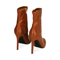 Ankle boots cognac stampa pitone, tacco 11 cm , Primadonna, 204966310PTCOGN040, 003 preview