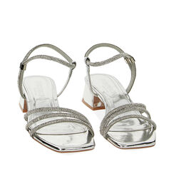 Sandalias con tacón plata espejo con piedras, Primadonna, 234911225SRARGE035, 002a