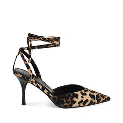 Zapatos de salón slingback de leopardo de tela con cordones para mujer, Primadonna, 252100805RSLEOP035, 001a