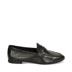 Mocassins noirs en cuir, 237726317PENERO036, 001a