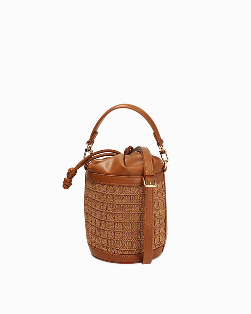 Mini bag cognac con tracolla removibile, COGNAC