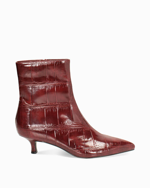 WOMEN SHOES DEMI-BOOT SYNTHETIC-CROCO BO, BURGUNDY