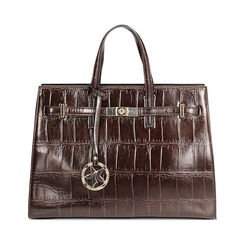 Sac à main en matériau effet coco brun foncé, Primadonna, 265731833CCMOROUNI, 001 preview