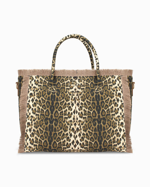 Borsa a spalla leopard-nero con tracolla, MULTI COLOR