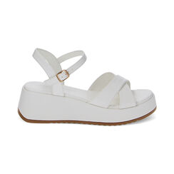 Sandalo bianco, zeppa 5,5 cm, Primadonna, 234958611EPBIAN035, 001 preview