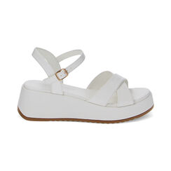Sandalo bianco, zeppa 5,5 cm, Primadonna, 234958611EPBIAN040, 001 preview