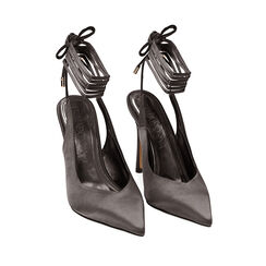 Slingback en satin noir, talon 11 cm , 192186112RSNERO036, 002a