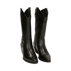 Stivali texani in pelle nera, tacco 5,5 cm, Primadonna, 21B810812PENERO036, 002 preview
