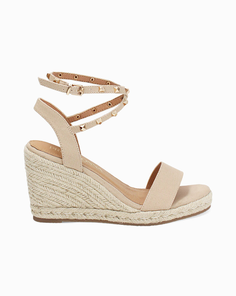 Zeppe donna beige in canvas con braccialetto image number null