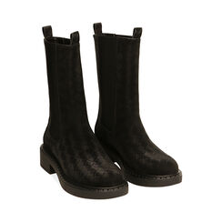 Chelsea boots neri in microfibra nabuk, tacco 4 cm , Special Price, 180624306MNNERO035, 002 preview