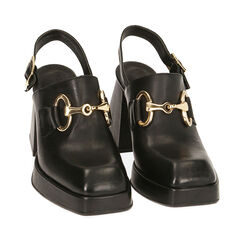 Sabot neri in pelle, tacco 9 cm , Primadonna, 19L640071PENERO036, 002a