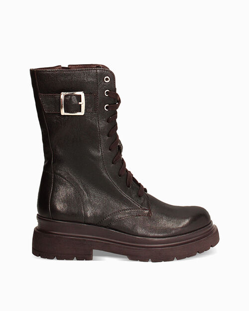 Dark brown combat boots with 5.5 cm heel, DK BROWN