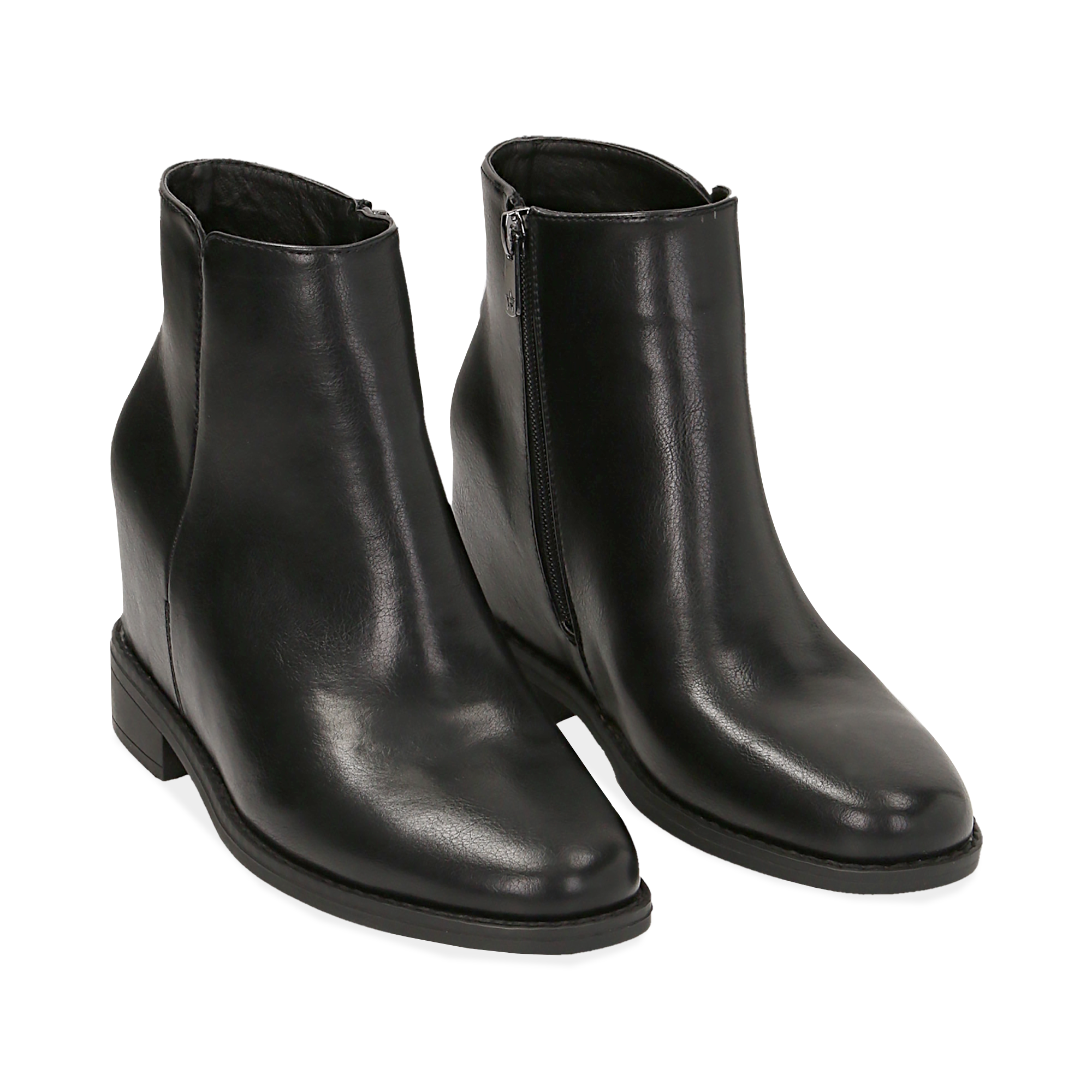 Ankle boots neri in eco-pelle con zeppa interna | Primadonna Collection