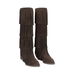 Bottes en daim brun foncé avec talon de 7,2 cm, Primadonna, 26B800512CMMORO035, 003 preview