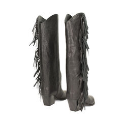 Bottes en cuir lavé noir avec talon de 7,2 cm, Primadonna, 26B810510PANERO035, 004 preview