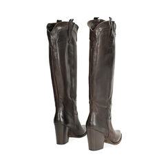 Stivali texani testa di moro in vera pelle con tacco, Primadonna, 268038002PAMORO036, 003 preview