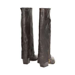 Stivali texani in vera pelle testa di moro con zip laterale ottone, Primadonna, 268038003PAMORO036, 003 preview