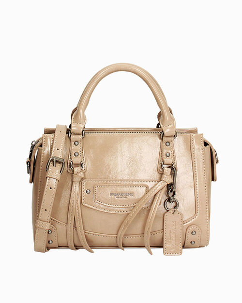 Mini bag taupe con tracolla removibile, TAUPE