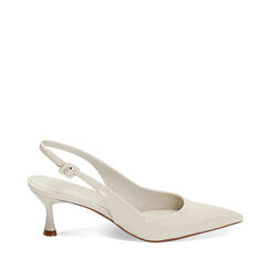 D&eacute;collet&eacute; slingback panna in vernice, tacco 6 cm, Primadonna, 232118215VEPANN036, 001a