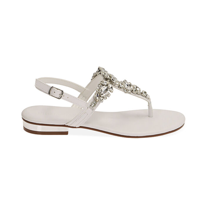 Sandalias mujer planas joyas blancas | Primadonna Collection
