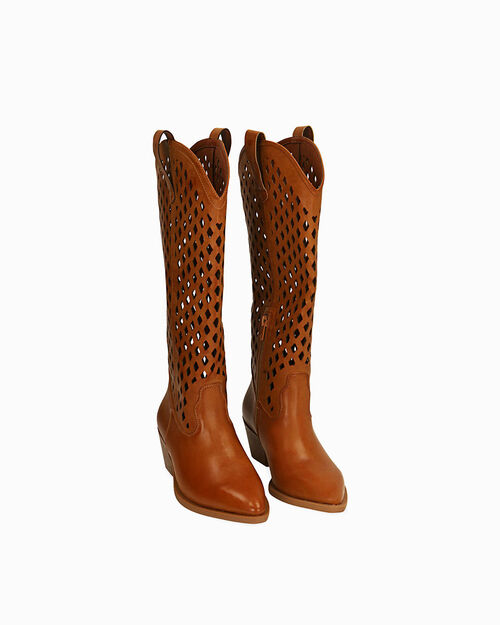 WOMEN SHOES BOOTS ECO-LEATHER COGN, COGNAC