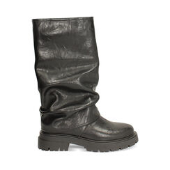 Boots motard noir avec talon de 4,7 cm pour femme, Primadonna, 260620509EPNERO035, 001a