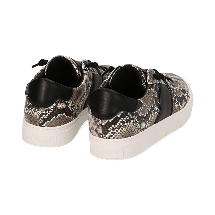 Sneakers bianco/nere stampa pitone | Primadonna Collection