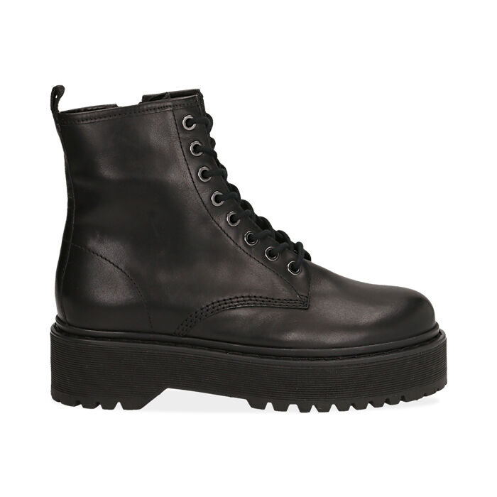 Botas militares de piel en color negro | Primadonna Collection