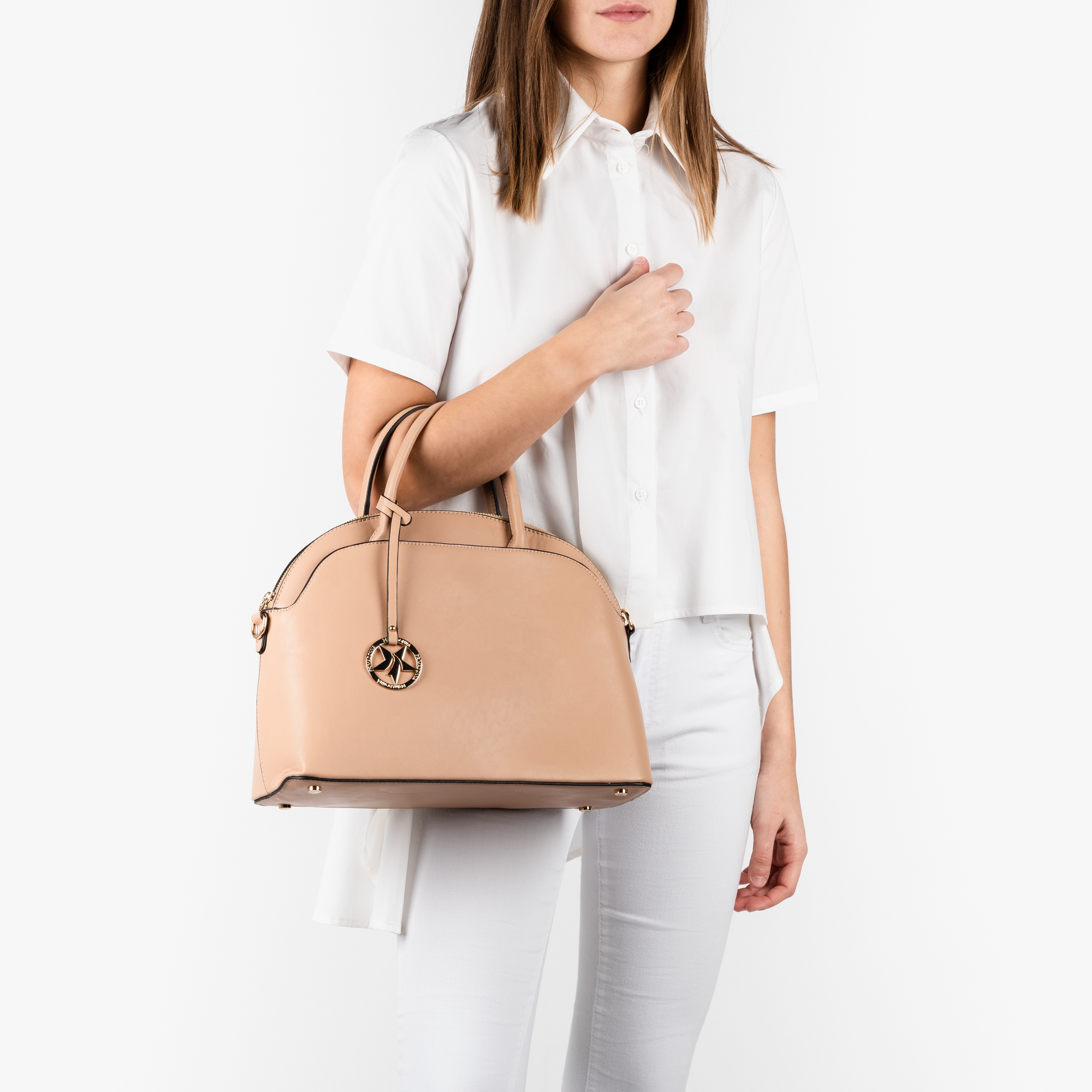 Bolso de mano en eco-piel color nude | Primadonna Collection