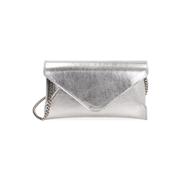 Borsa a tracolla argento laminato, Primadonna, 215124695LMARGEUNI