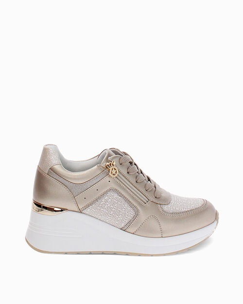 CHAUSSURES POUR FEMMES SNEAKERS LAMIN&Eacute; O, GOLD