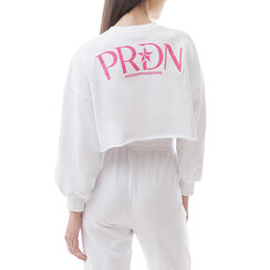 Felpa crop bianca in cotone, Primadonna, 21C921054COBIANM, 002a