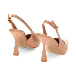 Décolleté slingback nude in vernice, tacco 8 cm, Primadonna, 234912902VENUDE036, 003 preview