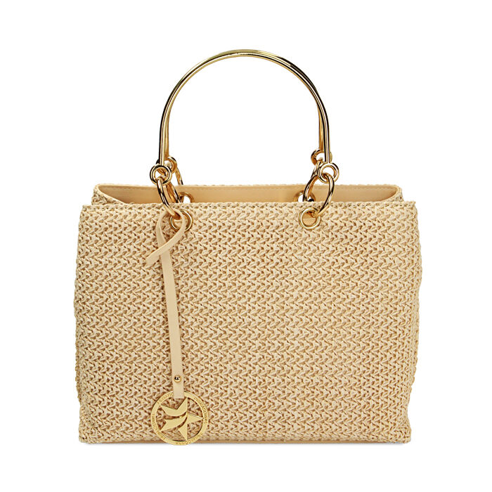 Bolsa de mano beige de paja mujer Primadonna Collection