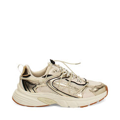Sneakers donna beige-oro in tessuto, Primadonna, 250151101TSBEOR036, 001a