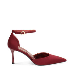 Décolleté open shank bordeaux in tessuto con tacco 7,5 cm, Primadonna, 262178010LYBORD035, 001a