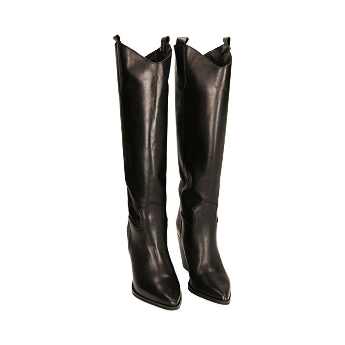 Camperos donna neri in pelle tacco 9 cm Primadonna Collection