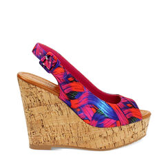 Cuñas para mujer multicolor azul naranja en satén, Primadonna, 254907982RSMUBA035, 001a