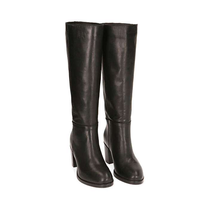 Stivali da donna neri in pelle tacco 7 cm Primadonna Collection