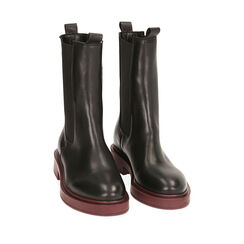 Chelsea boots neri in pelle, tacco 4 cm , SALDI, 187245008PENERO035, 002a