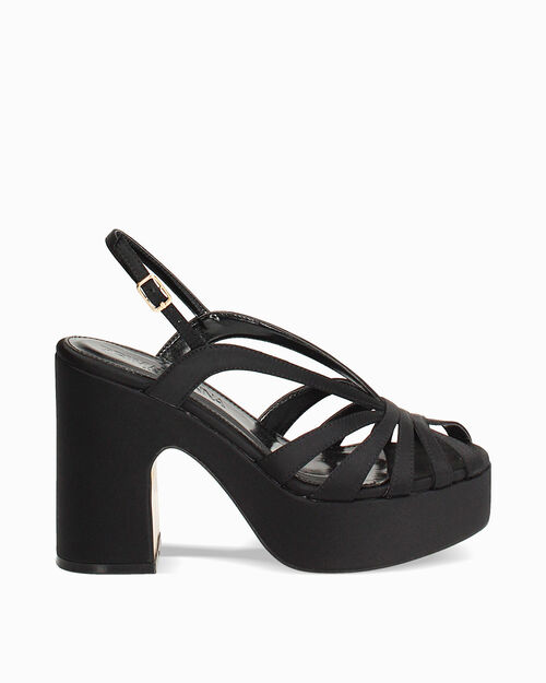 CHAUSSURES POUR FEMMES SANDALE SATIN NER, BLACK