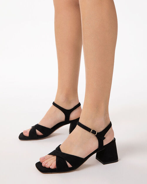 ZAPATOS SANDALIA MICROFIBRA NERO, BLACK